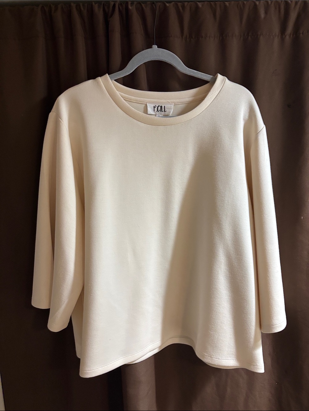 Cream Long-Sleeve Crewneck Top